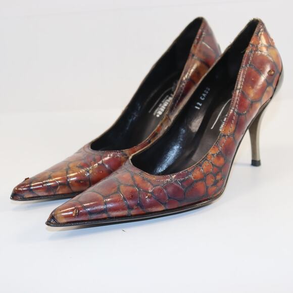 Donald J Pliner Brown Textured Leather Heels Size 6.5 - Picture 2 of 8